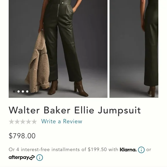XS Leather Walter Baker Jumpsuit